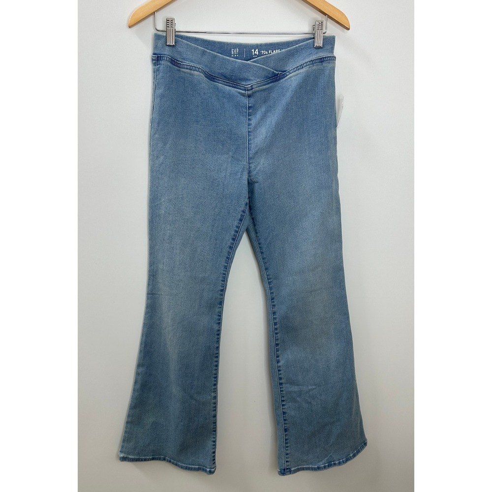 NWT GAP Kids High Rise Flare Jeggings Blue Denim Jean 14 Plus Light Wash Stretch - Picture 11 of 11
